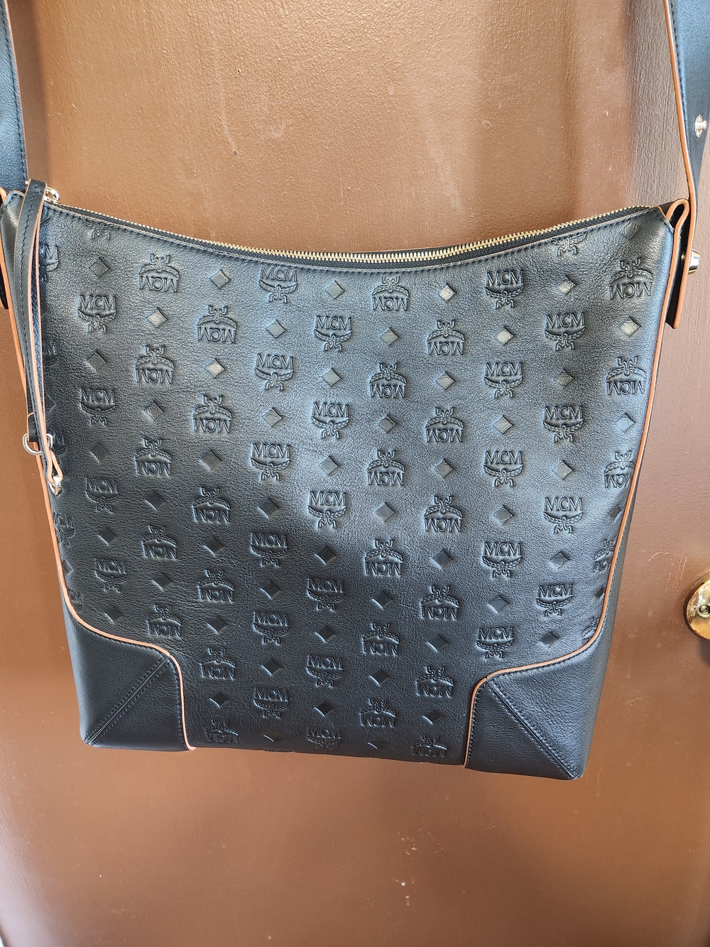 MCM Cognac and Black Logo-Print Interior Panel - Picture 2 of 7